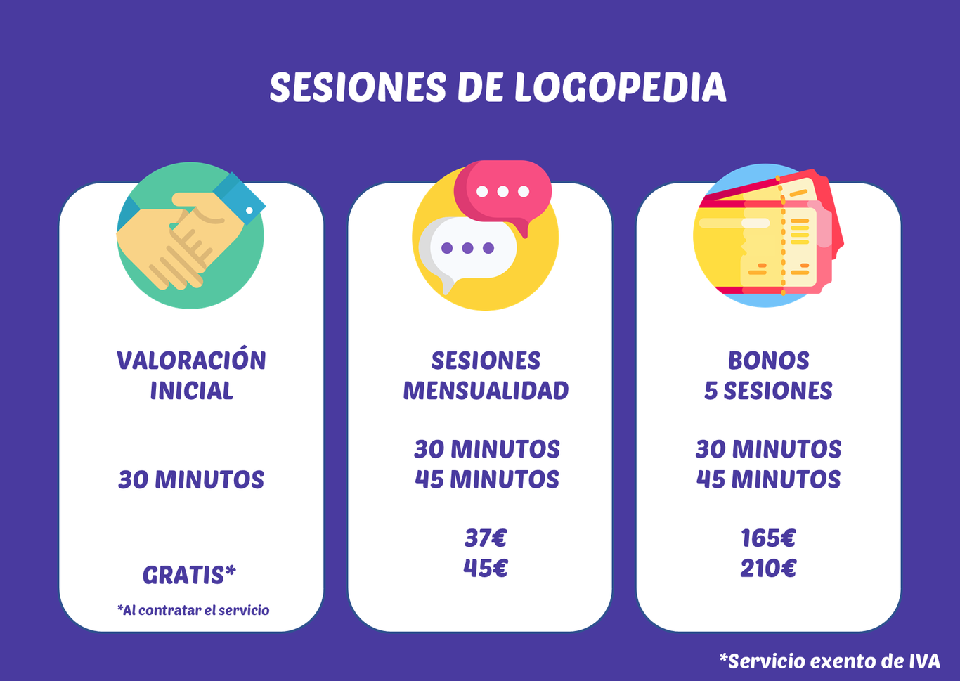 Tarifas Logopedia Bubbles Logopedia