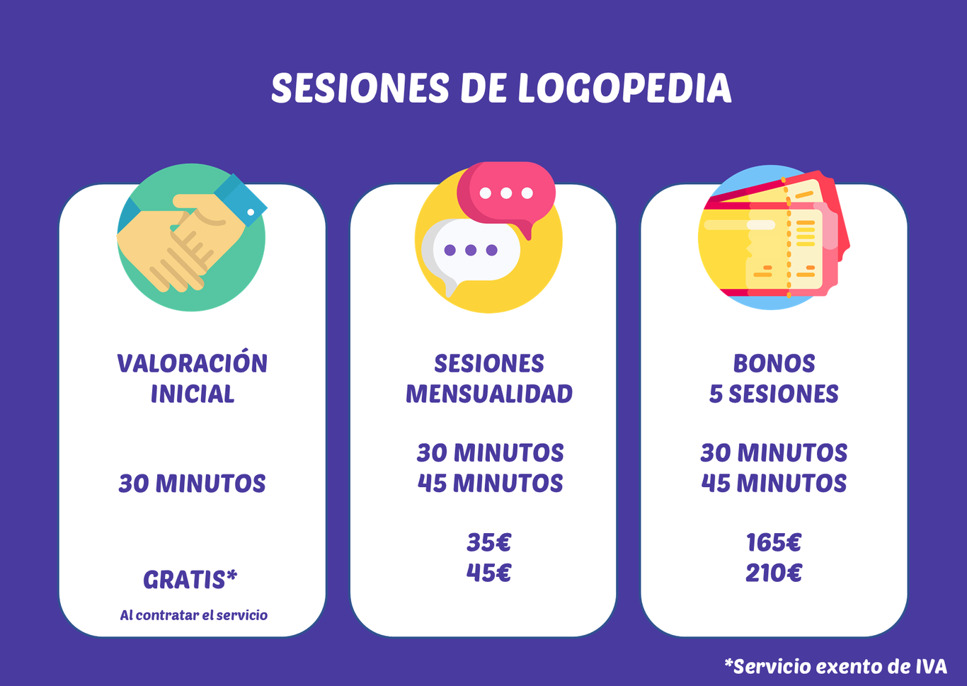 Tarifas Logopedia Bubbles Logopedia
