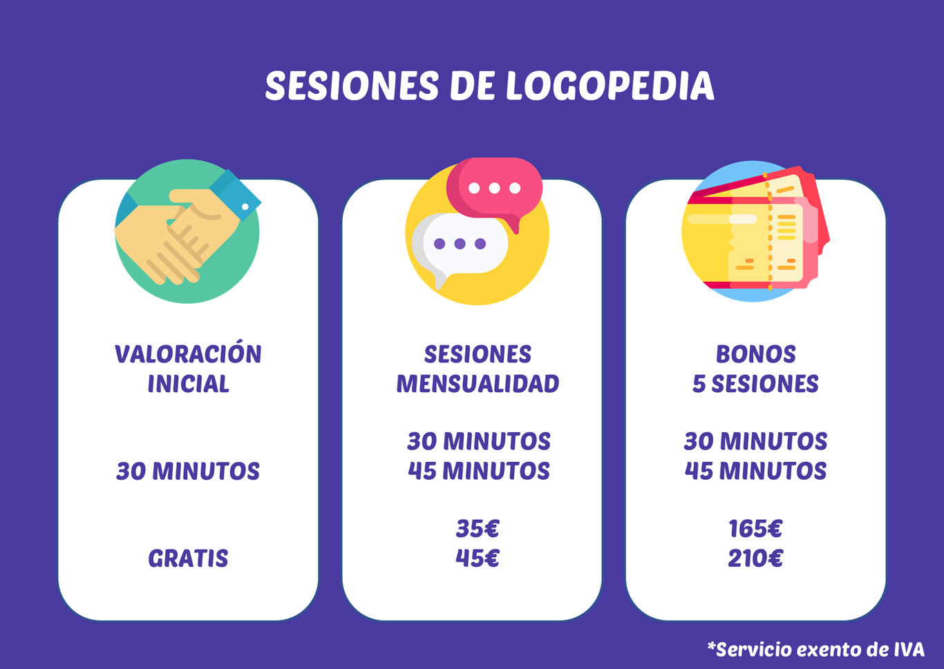 Tarifas Logopedia Bubbles Logopedia